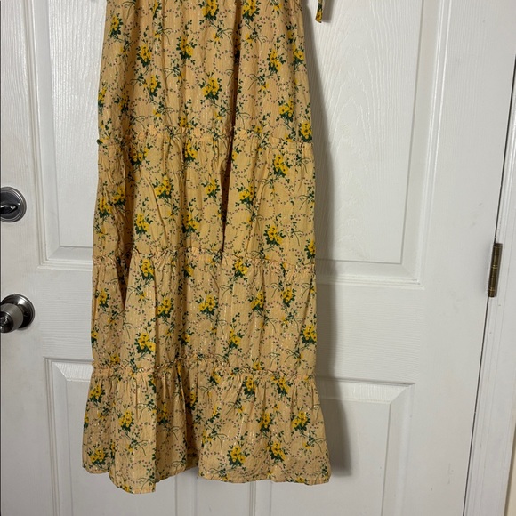 Revolve PAIGE Tamika Dress Butter Yellow Floral Midi Dress Size Medium tie strap - Picture 12 of 15